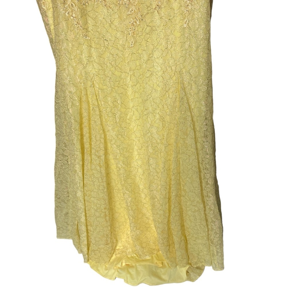 Mac Duggal 79341 Lace Embellished Trumpet Gown Lemon Yellow Size 16 NWOT - Picture 9 of 13